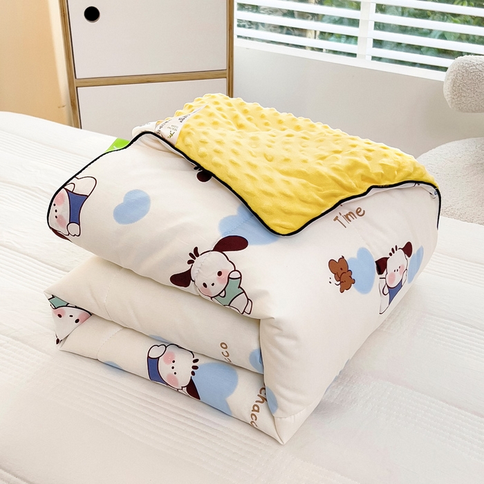 91家纺网 家纺一手货源 找家纺 吉咪兔 24年新款幼儿园卡通全棉豆豆被冬季纯棉儿童豆豆毯加厚棉被安抚秋冬宝宝被子 小狗萌萌