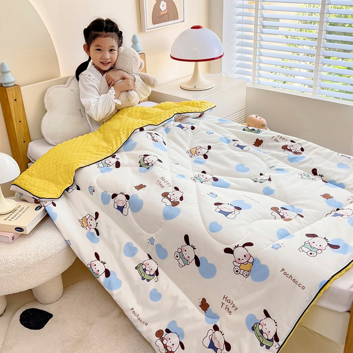 91家纺网 家纺一手货源 找家纺 吉咪兔 24年新款幼儿园卡通全棉豆豆被冬季纯棉儿童豆豆毯加厚棉被安抚秋冬宝宝被子 小狗萌萌