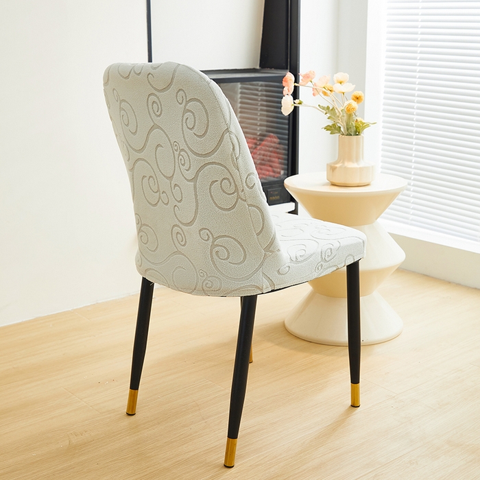 91家纺网 家纺一手货源 找家纺 丝绮鹿 2024新款雕花绒年华系列-弧形椅子套 浅灰