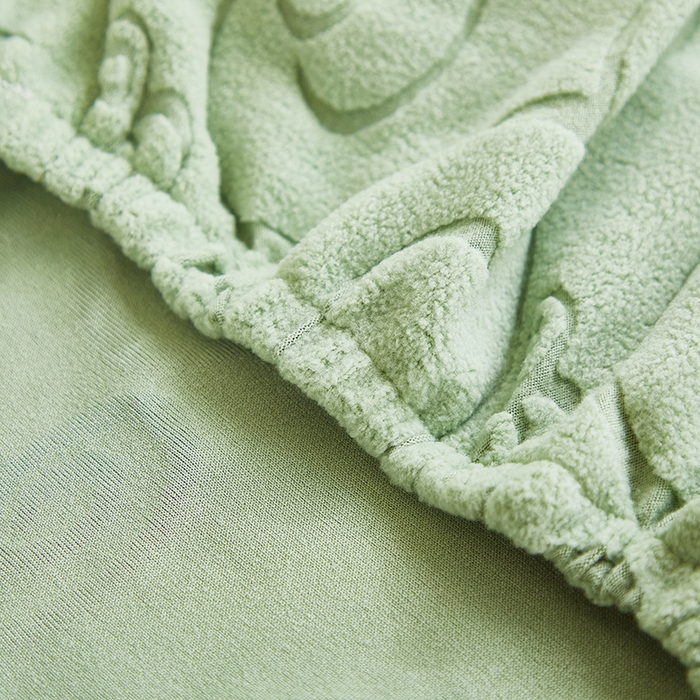 91家纺网 家纺一手货源 找家纺 丝绮鹿 2024新款雕花绒年华系列-弧形椅子套 草绿