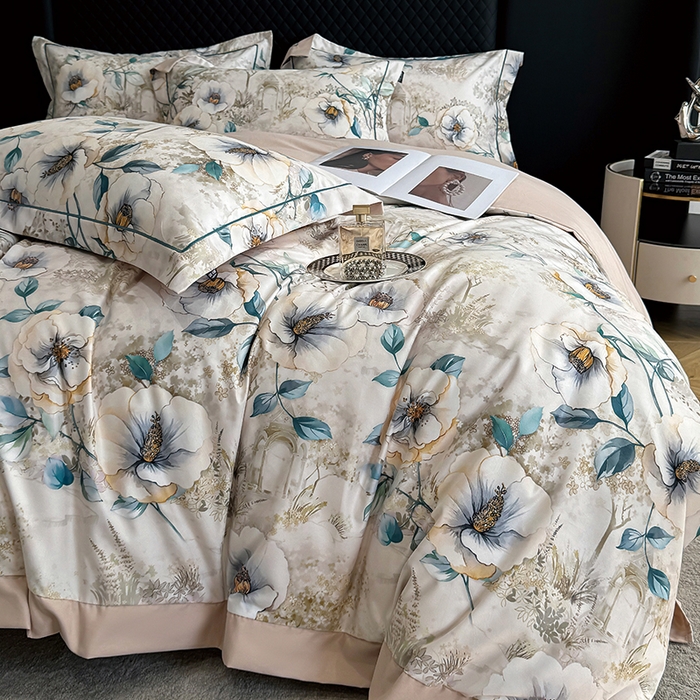 91家纺网 家纺一手货源 找家纺 棠颂家纺 2025新款澳棉加厚磨毛数码印花四件套（礼盒款） 梵音