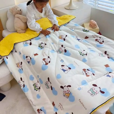 91家纺网 家纺一手货源 找家纺 吉咪兔 24年新款幼儿园卡通全棉豆豆被冬季纯棉儿童豆豆毯加厚棉被安抚秋冬宝宝被子 小狗萌萌