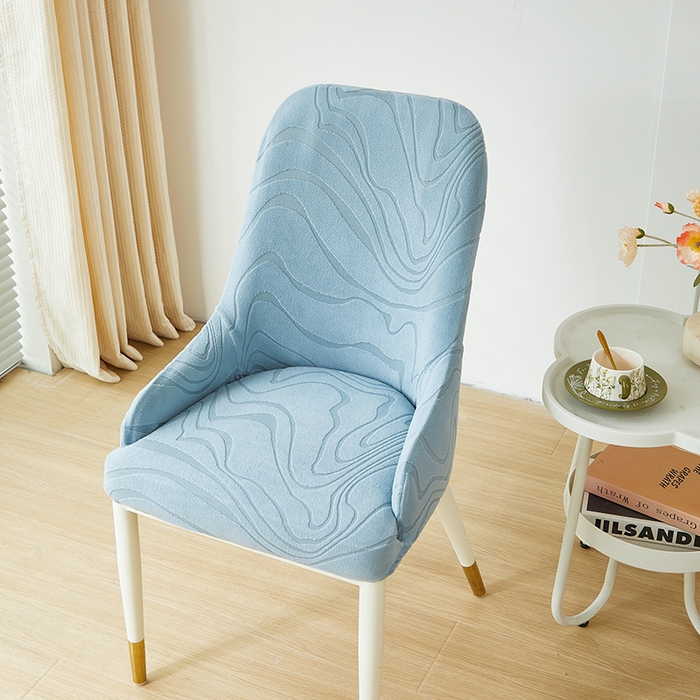 91家纺网 家纺一手货源 找家纺 丝绮鹿 2024新款雕花绒曲意系列-小扶手弧形椅套 淡蓝