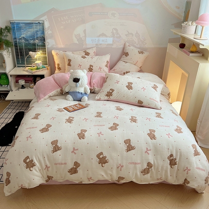 91家纺网 家纺一手货源 找家纺 （总）瑞莱 2024新款印花牛奶绒四件套-ins少女系列