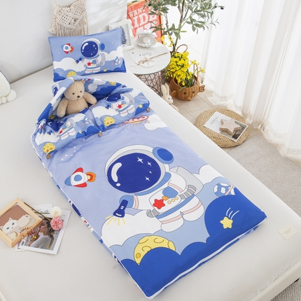 91家纺网 家纺一手货源 找家纺 （总）大黄蜂家居家纺 2025新款秋冬加绒款纯棉水晶绒四季大版花儿童睡袋