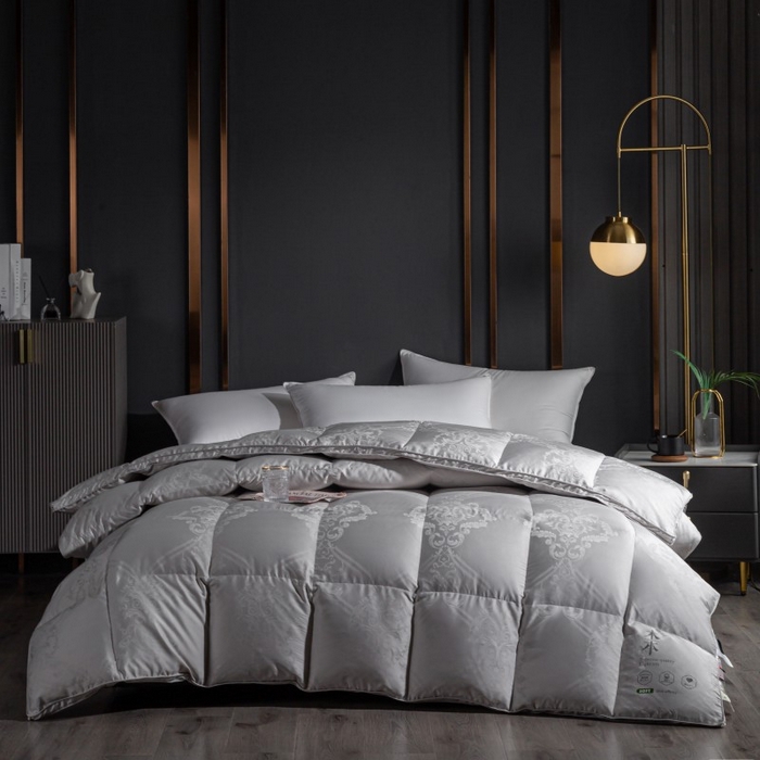 91家纺网 家纺一手货源 找家纺 （总）颐羽达 定制木本提花贡缎双层立体羽绒被半成品被套防钻绒鹅绒被被壳