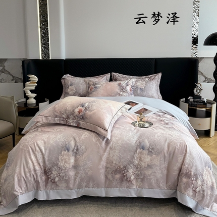 棠颂家纺 2025新款澳棉加厚磨毛数码印花四件套（礼盒款） 云梦泽