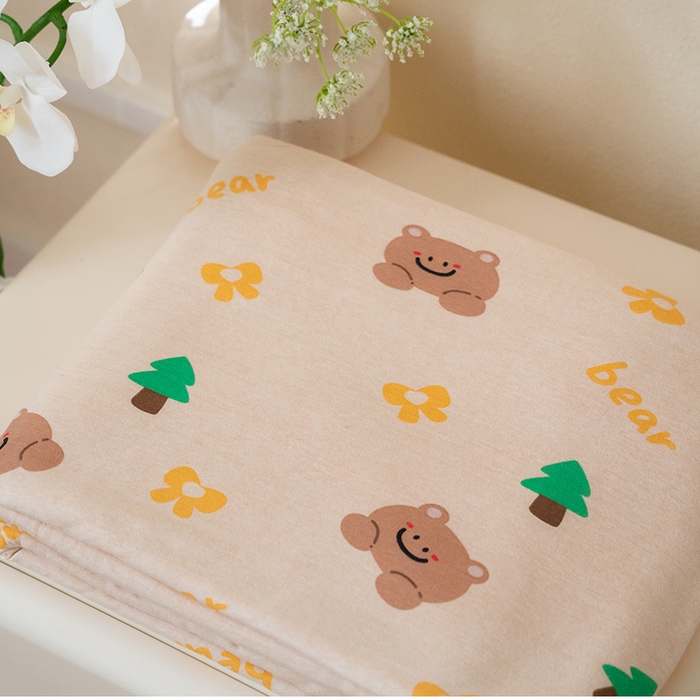 91家纺网 家纺一手货源 找家纺 华超针织 2024新款天竺棉印花单被套 森林熊