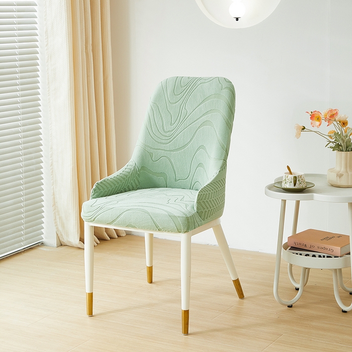 91家纺网 家纺一手货源 找家纺 丝绮鹿 2024新款雕花绒曲意系列-小扶手弧形椅套 草绿