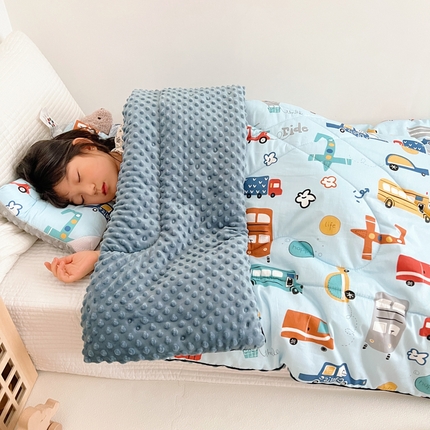 吉咪兔 24年新款幼儿园卡通全棉豆豆被冬季纯棉儿童豆豆毯加厚棉被安抚秋冬宝宝被子 汽车世界