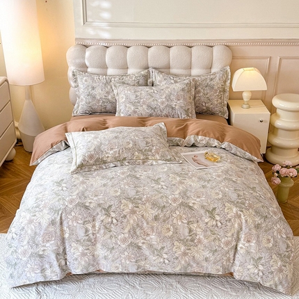 91家纺网 家纺一手货源 找家纺 幸嘉轩 2025新款全棉喷气加厚磨毛印花四件套 淡雅清香