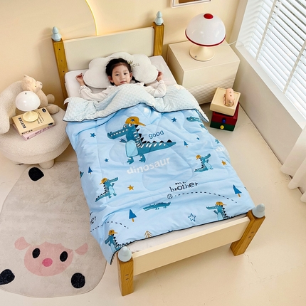 吉咪兔 24年新款幼儿园卡通全棉豆豆被冬季纯棉儿童豆豆毯加厚棉被安抚秋冬宝宝被子 小鳄鱼
