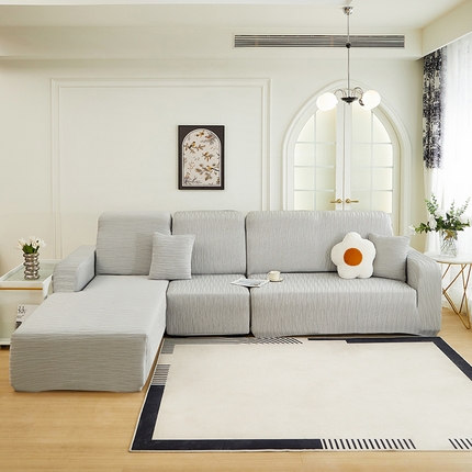 91家纺网 家纺一手货源 找家纺 （总）丝绮鹿 2024新款提花绒水波纹系列沙发套松紧款（贵妃图）