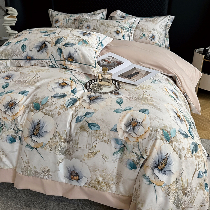 91家纺网 家纺一手货源 找家纺 棠颂家纺 2025新款澳棉加厚磨毛数码印花四件套（礼盒款） 梵音