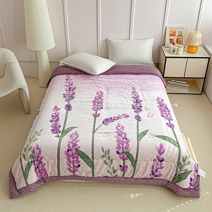 91家纺网 家纺一手货源 找家纺 源舜家纺 2025新款AB版云貂绒床盖 仲夏之梦