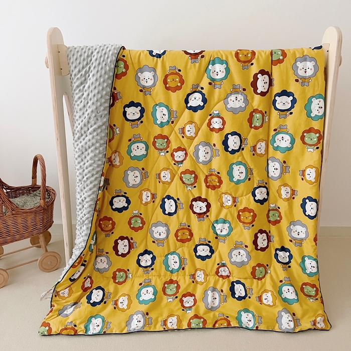 91家纺网 家纺一手货源 找家纺 吉咪兔 24年新款幼儿园卡通全棉豆豆被冬季纯棉儿童豆豆毯加厚棉被安抚秋冬宝宝被子 小狮子