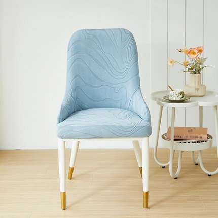 91家纺网 家纺一手货源 找家纺 丝绮鹿 2024新款雕花绒曲意系列-小扶手弧形椅套 淡蓝