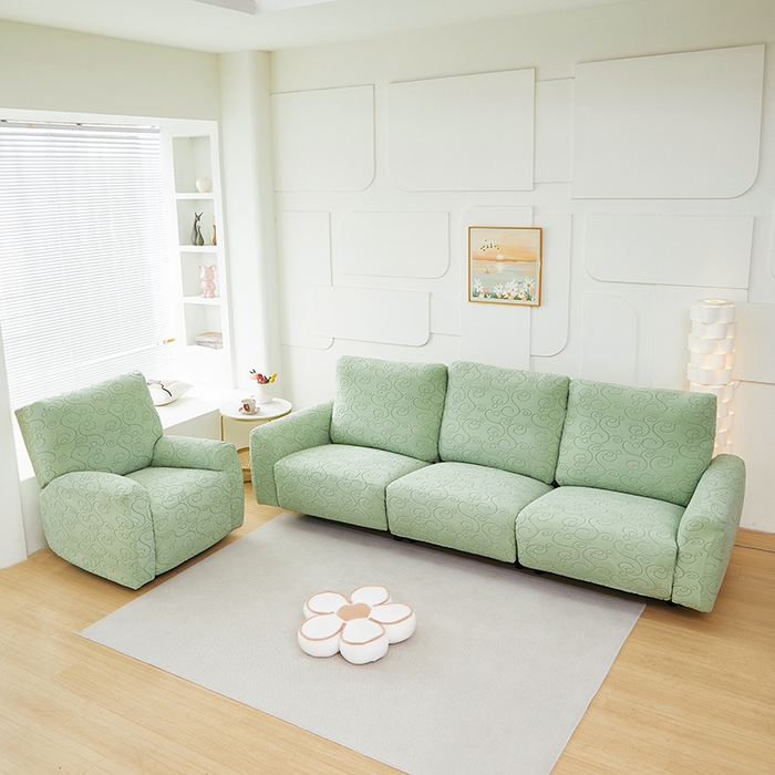 91家纺网 家纺一手货源 找家纺 丝绮鹿 2024新款雕花绒年华系列-芝华士沙发套 草绿