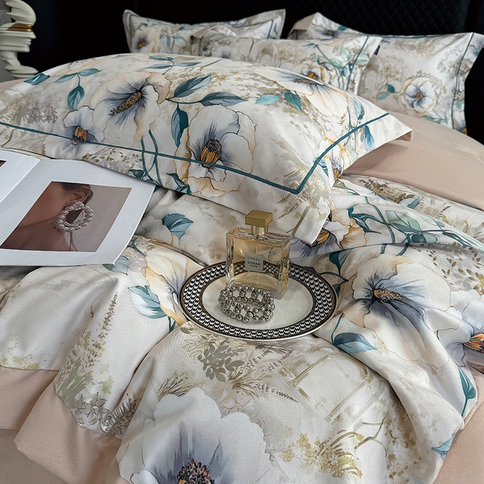 91家纺网 家纺一手货源 找家纺 棠颂家纺 2025新款澳棉加厚磨毛数码印花四件套（礼盒款） 梵音