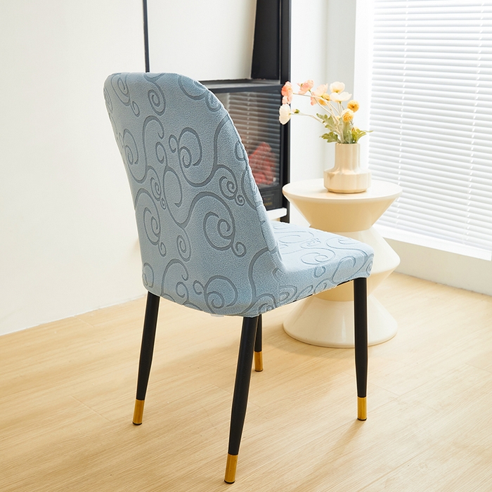 91家纺网 家纺一手货源 找家纺 丝绮鹿 2024新款雕花绒年华系列-弧形椅子套 淡蓝