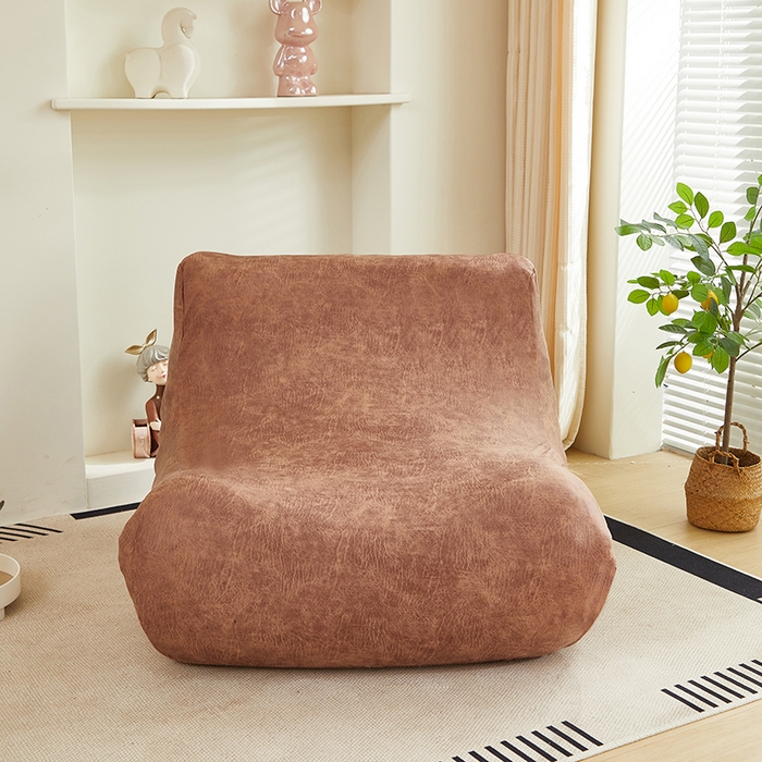 91家纺网 家纺一手货源 找家纺 2024新款防水皮革懒人沙发套 棕黄