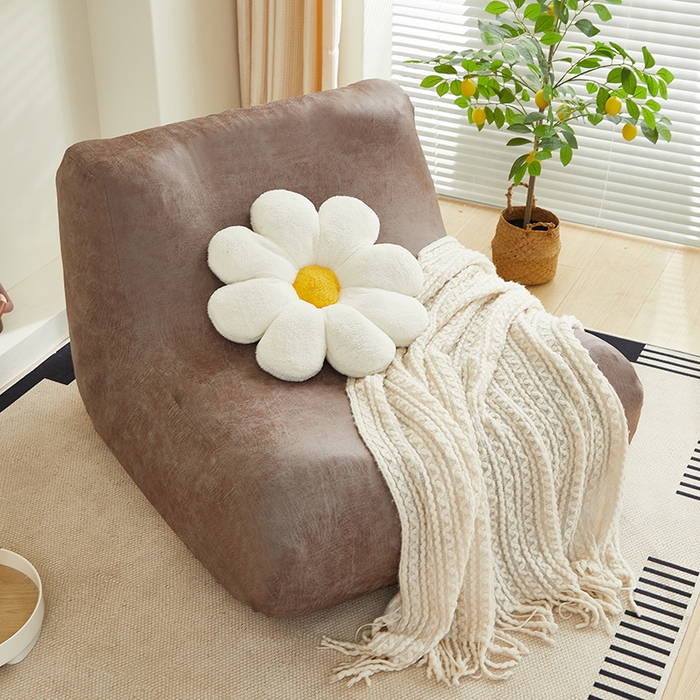 91家纺网 家纺一手货源 找家纺 2024新款防水皮革懒人沙发套 茶褐色