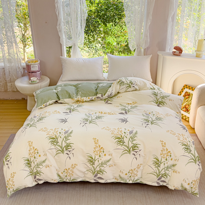 91家纺网 家纺一手货源 找家纺 2024新款ins风全棉印花单品被套清风絮语