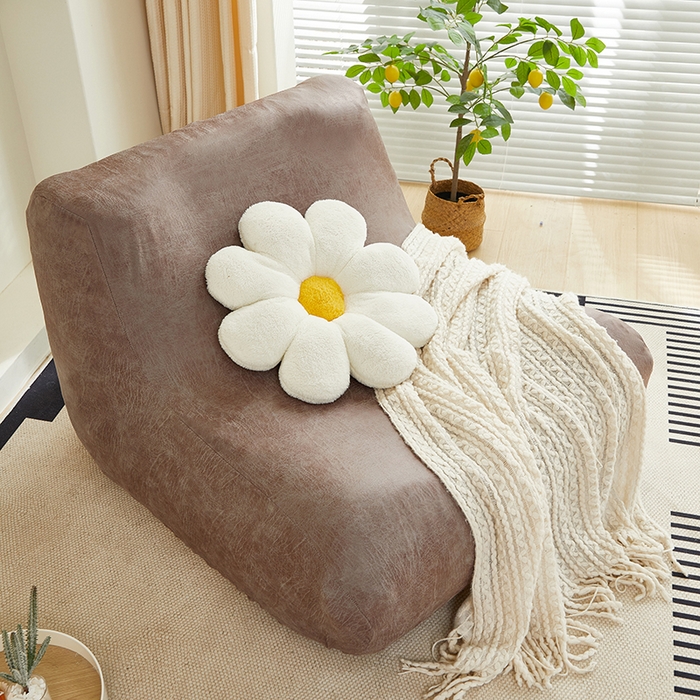 91家纺网 家纺一手货源 找家纺 2024新款防水皮革懒人沙发套 茶褐色