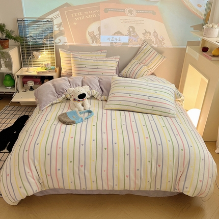 91家纺网 家纺一手货源 找家纺 （总）瑞莱 2024新款印花牛奶绒四件套-ins少女系列