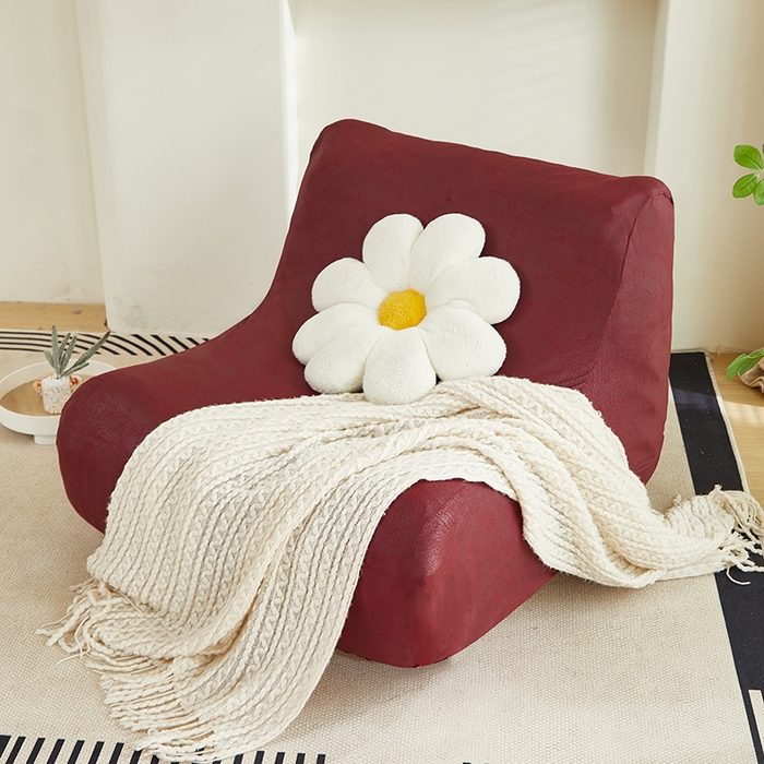 91家纺网 家纺一手货源 找家纺 2024新款防水皮革懒人沙发套 酒红