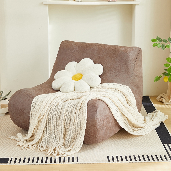 91家纺网 家纺一手货源 找家纺 2024新款防水皮革懒人沙发套 茶褐色