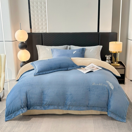 91家纺网 家纺一手货源 找家纺 （总）皇谱家纺 2024新款牛奶绒刺绣四件套