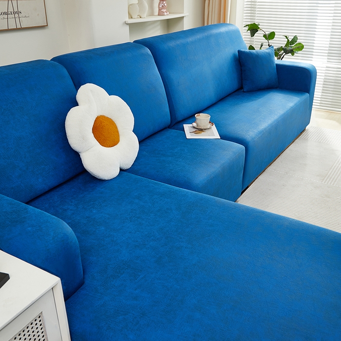 91家纺网 家纺一手货源 找家纺 2024新款防水皮革全包沙发套松紧款 海蓝