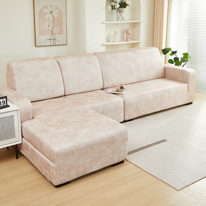 91家纺网 家纺一手货源 找家纺 2024新款防水皮革全包沙发套松紧款 米驼