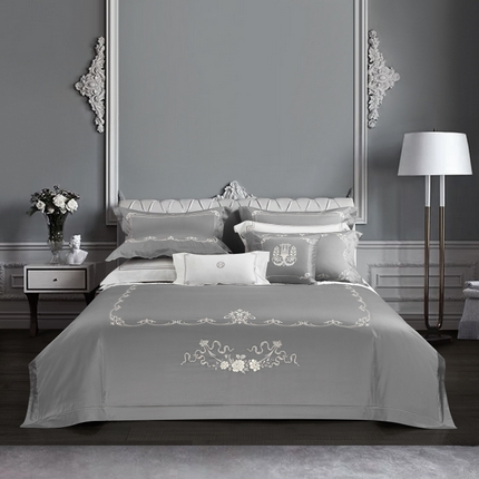 91家纺网 家纺一手货源 找家纺 （总）赫本真丝馆（珍丝纺） 2025新款60支全棉绣花四件套-洛佩兹