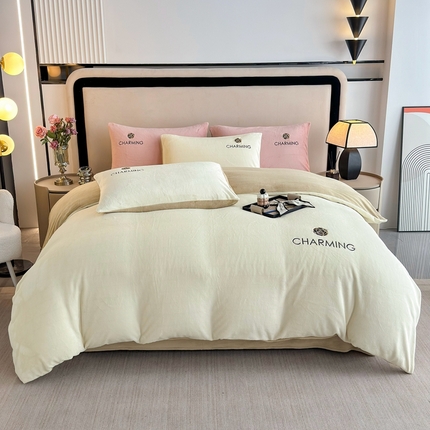 91家纺网 家纺一手货源 找家纺 （总）皇谱家纺 2024新款牛奶绒刺绣四件套