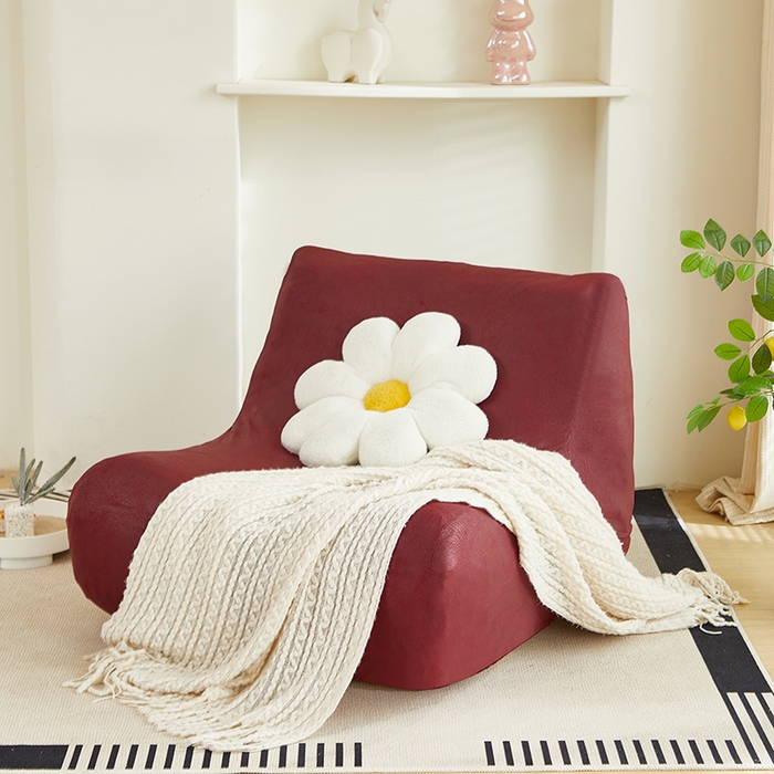 91家纺网 家纺一手货源 找家纺 2024新款防水皮革懒人沙发套 酒红