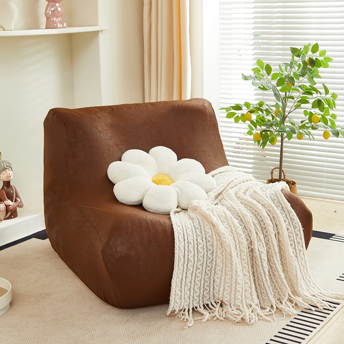 91家纺网 家纺一手货源 找家纺 2024新款防水皮革懒人沙发套 深咖