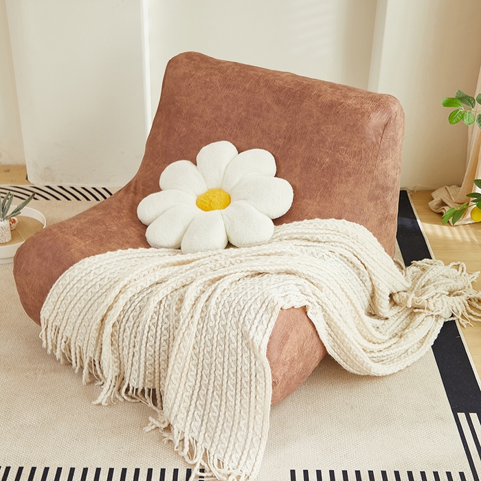 91家纺网 家纺一手货源 找家纺 2024新款防水皮革懒人沙发套 棕黄