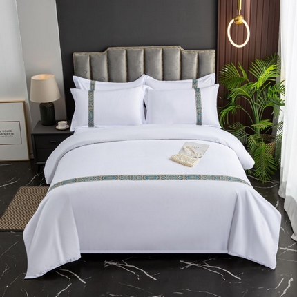 三俏家纺 2024新款星级酒店140克斜纹加厚四件套 国朝兰-140克斜纹加厚