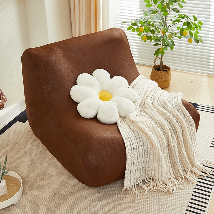 91家纺网 家纺一手货源 找家纺 2024新款防水皮革懒人沙发套 深咖