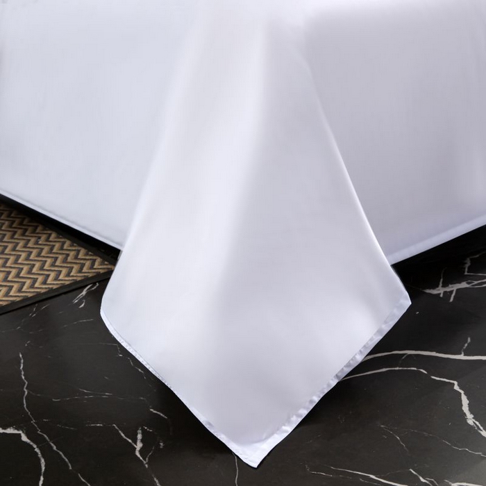 91家纺网 家纺一手货源 找家纺 三俏家纺 2024新款星级酒店140克斜纹加厚四件套 纯白色-140克斜纹加厚