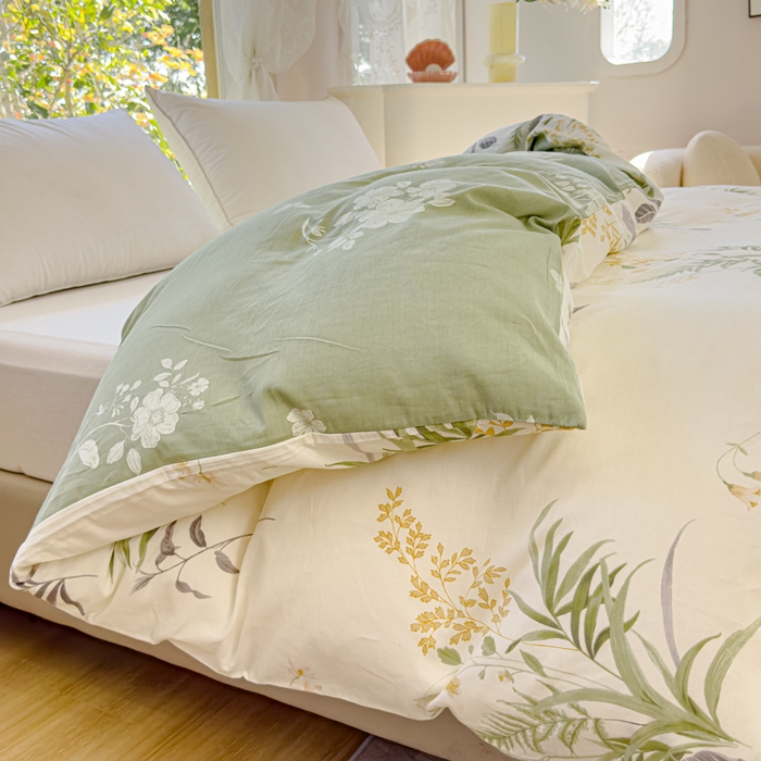 91家纺网 家纺一手货源 找家纺 2024新款ins风全棉印花单品被套清风絮语