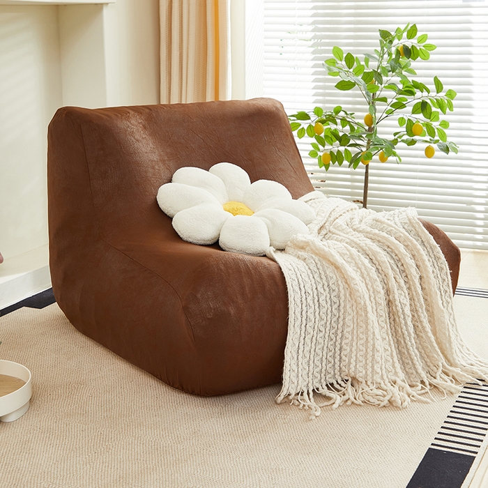 91家纺网 家纺一手货源 找家纺 2024新款防水皮革懒人沙发套 深咖