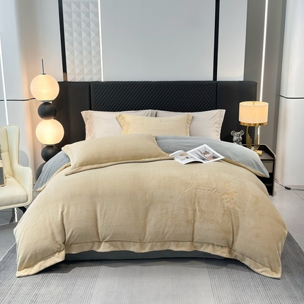 91家纺网 家纺一手货源 找家纺 （总）皇谱家纺 2024新款牛奶绒刺绣四件套