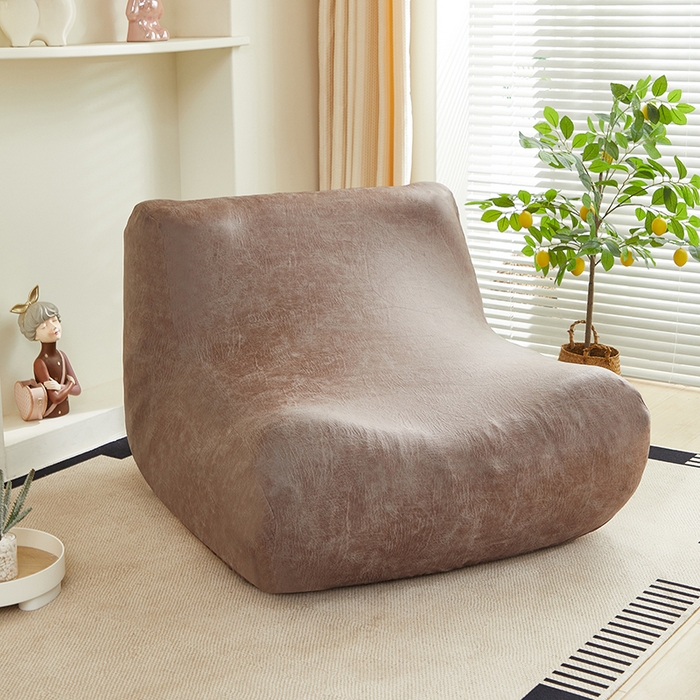 91家纺网 家纺一手货源 找家纺 2024新款防水皮革懒人沙发套 茶褐色