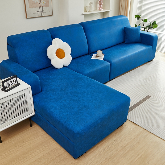 91家纺网 家纺一手货源 找家纺 2024新款防水皮革全包沙发套松紧款 海蓝