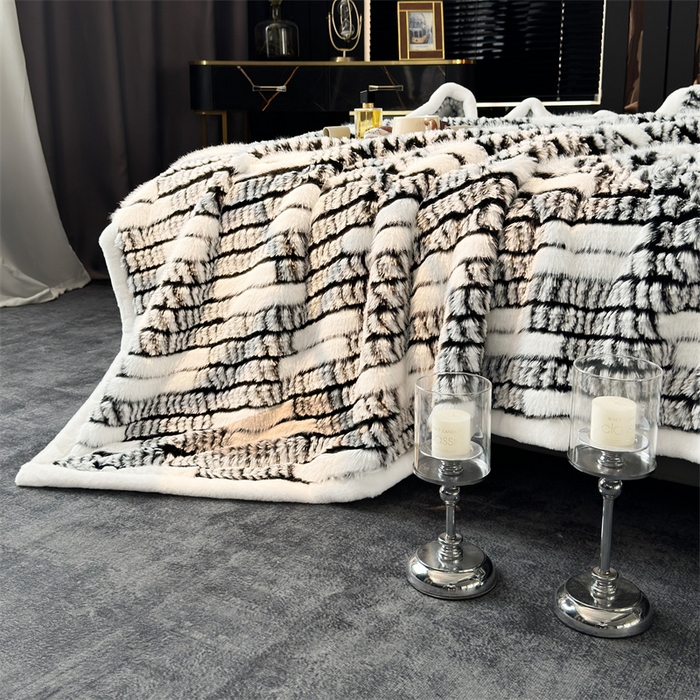 91家纺网 家纺一手货源 找家纺 凯轩毛毛毯毯子网销专供 2024新款仿皮草轻毛毛毯毯子-魅影系列 魅影