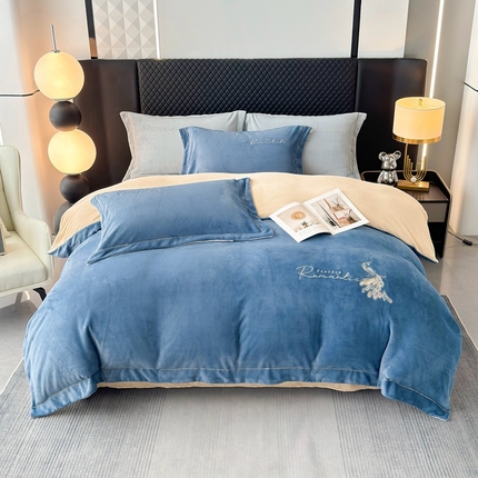 91家纺网 家纺一手货源 找家纺 （总）皇谱家纺 2024新款牛奶绒刺绣四件套