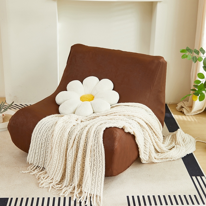 91家纺网 家纺一手货源 找家纺 2024新款防水皮革懒人沙发套 深咖